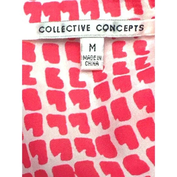 Collective Concepts Medium Pink White Hearts Patterned Blouse Long Sleeve All Po - Picture 5 of 7